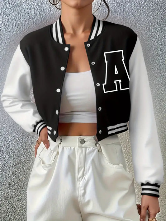 Women's Black Baseball Jacket